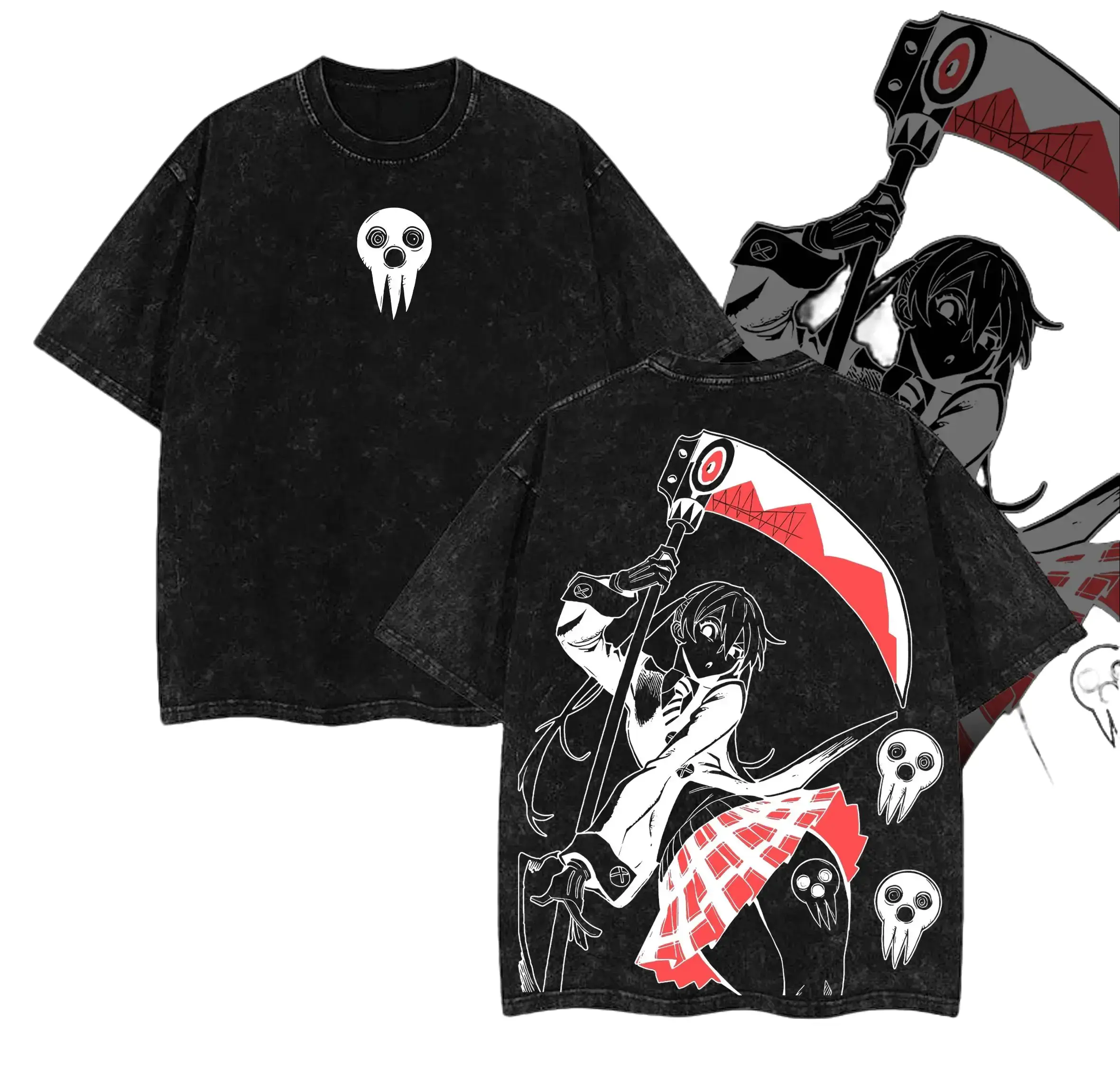 Soul Eater Maka Albarn Shortsleeve T-Shirt, Classic Unisex Vintage Washed Anime Apparel - Oversized Heavyweight Cotton with Seamless Collar, Round Neck, Soft, Tshirt, Tee