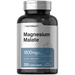 Horbäach Magnesium Malate 1800mg | 250 Coated Caplets | Vegetarian, Non-GMO, Gluten Free Supplement