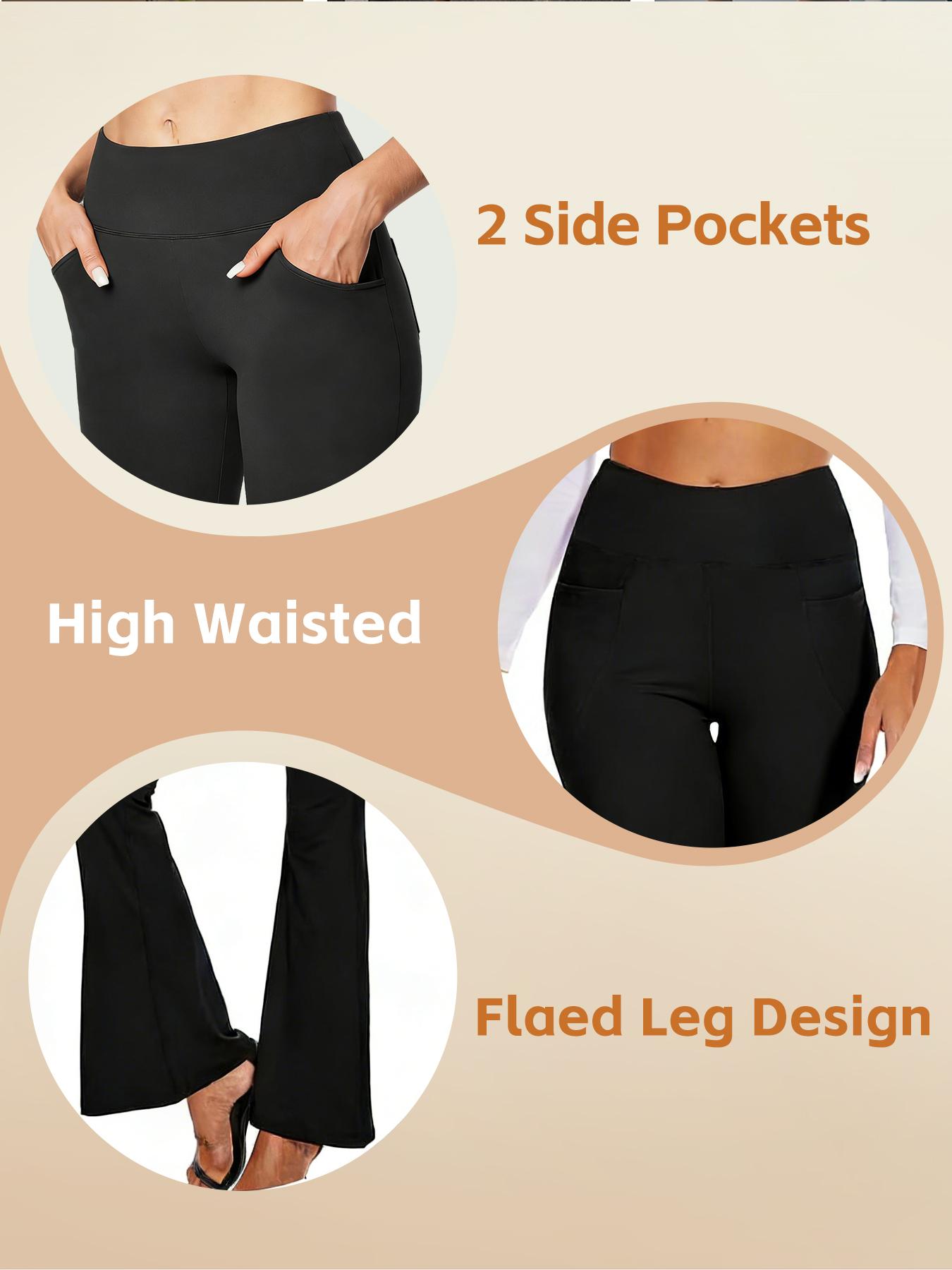 3-Pack Black High Waist Flared Leggings, Yoga & Pilates Flare Pants, Comfortable Stretchy Bell-Bottoms, Slim Fit Versatile Trousers For All Seasons SpringStatements