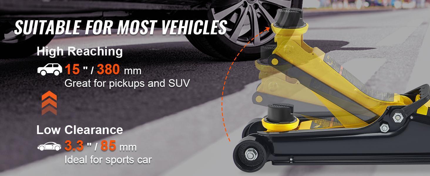 VEVOR Low Profile Floor Jack 2.5 Ton Heavy Steel Single Piston Hydraulic Pump