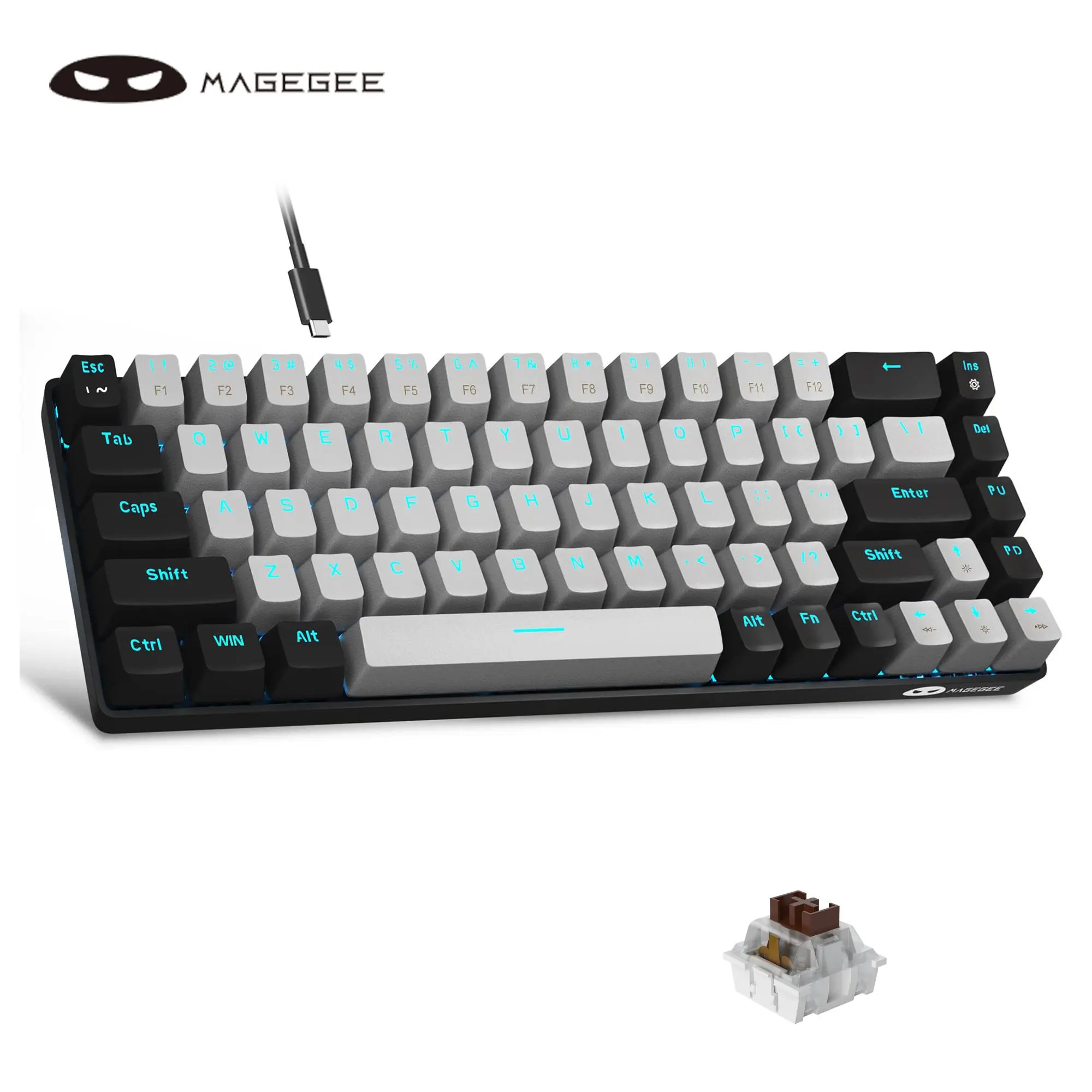 MageGee Keyboard MK-Box Portable 60% Mechanical Gaming Keyboard, LED Backlit Compact 68 Keys Mini Wired Office Keyboard with Mechanical Switch for Windows Laptop PC Mac,back to school,back to school haul
