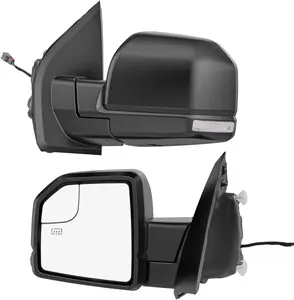 Power Heated Tow Mirrors Compatible with 2015 2016 2017 2018 2019 2020 Ford F150, Trailer Towing Side Mirrors w/LED Turn Signal & Ambient Temp Sensor(for 2019+)，Cars accessories