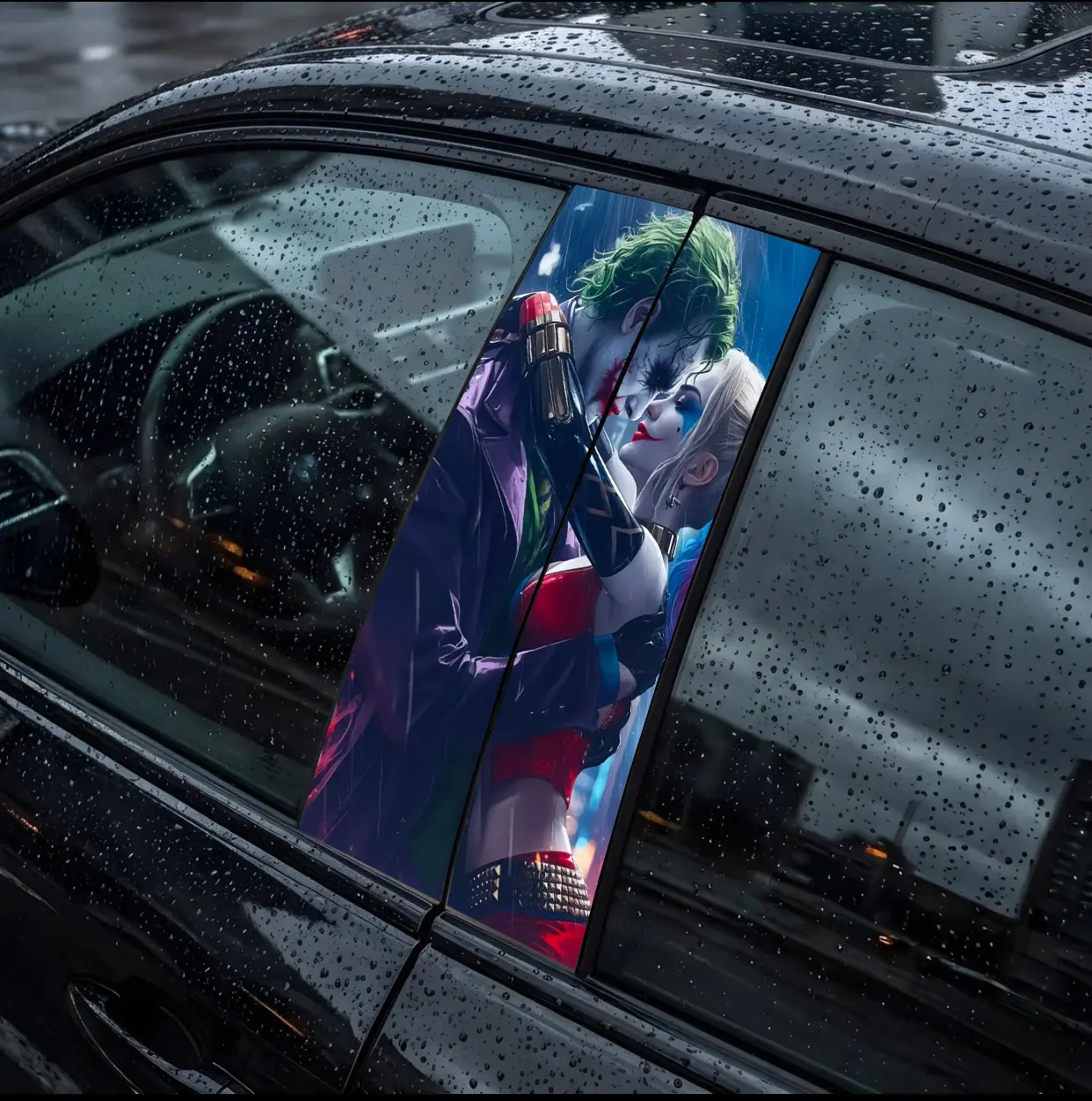 2PCS Clown Car Decals, Decorative Car B-Pillar Stickers For All Models, Vinyl Waterproof Durable Car Door Trim Stickers
