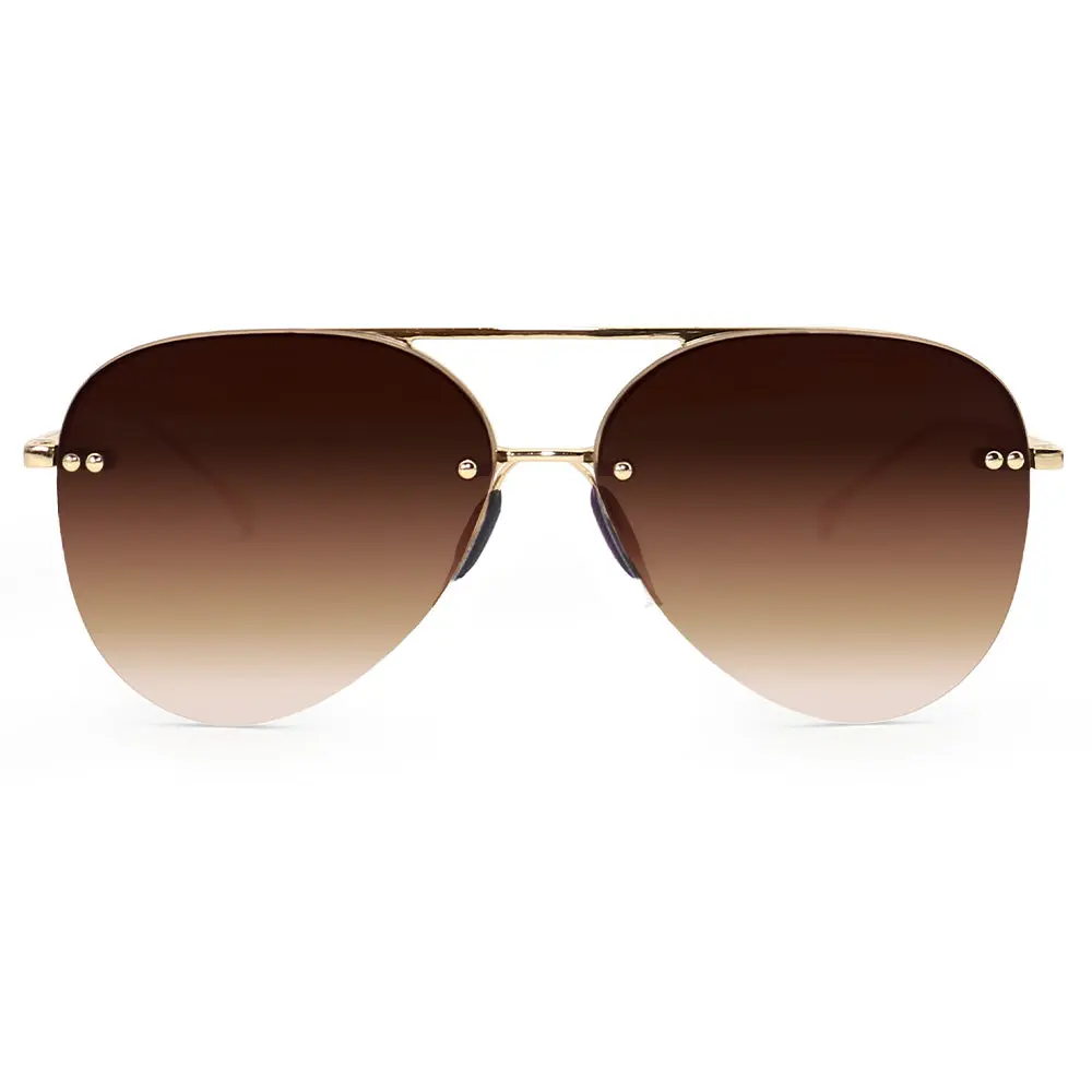Smaller Megan 2 - Faded Brown - Tangle Free Round Aviator Sunglasses - Certified Shatter-Resistant Lenses - UV400 - For Women & Men