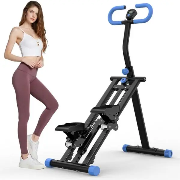 Unisex Vertical Climber Machine, Multifunctional Foldable Rock Climb Simulator for Full-Body Home Gym Workout, Stable Triangular Metal Frame Supports 265lbs, with Functional LCD Monitor, Triangular Base, Anti-Skid, Foldable Handle, High-Capacity