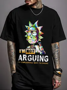 Rick and Morty Creative Design Men's and Women's Casual T-shirts, Casual Trend, Fashionable and Versatile, Solid Color Pure Cotton Round Neck Breathable and Comfortable T-shirts, a Must-have for Outdoor Sports