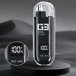 Nose Hair Trimmer for Men Women, Rechargeable Painless Eyebrow Facial Hair Shaver, Portable LED Display Waterproof Dual Edge Blades, IPX7 | Safe Distance Trimming