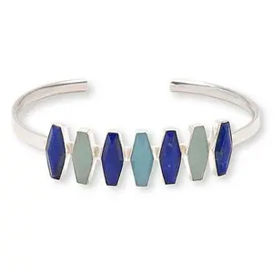 Mine Finds by Jay King Sterling Silver Lapis and Aquamarine Cuff Bracelet