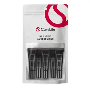 CurvLife Nail Tips Semi Solid Nail Glue 2g (5pcs) - Super Strong, Soft Glue Gel Quick Drying Adhesive for Press On Nails, No UV Light Needed