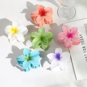 Hawaiian Flower Hair Clips – 6 Pack Colorful Claw Clips for Women & Girls, Large Aesthetic Hair Accessories for Thick or Thin Hair, Summer Beach Vacation Gift