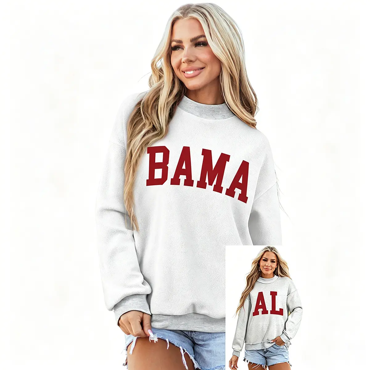 Mntaor Women's Game Day Mock Neck Sweatshirt - Double Sided Graphic Print, Oversized Fit, Cozy & Trendy Varsity Style Pullover, Womenswear top