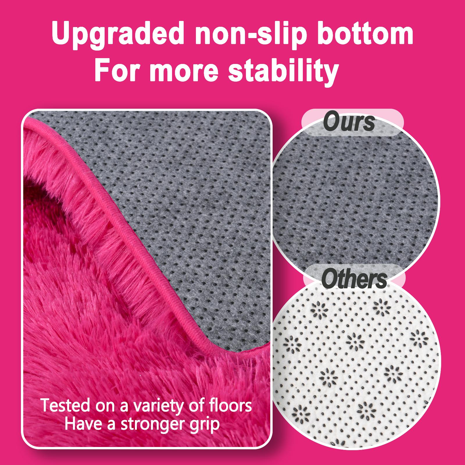 Hot Pink Soft Fluffy Area Rug For Living Room Bedroom, Plush Shag Rugs, Fuzzy Shaggy Accent Carpets For Kids Girls Rooms, Modern Apartment Nursery Dorm Indoor Furry Decor