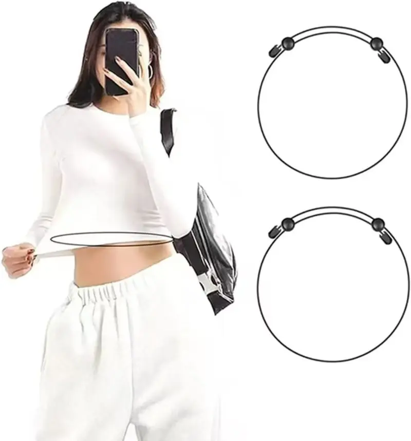 Women's 2-Pack Adjustable Invisible Stretch Waist Belts - Crop-Top Fix, Flexible Fit No Tightness, Lightweight Airy Layer Tool, Yoga & Fitness Accessory for Tops & Sweaters, Thoughtful Gift