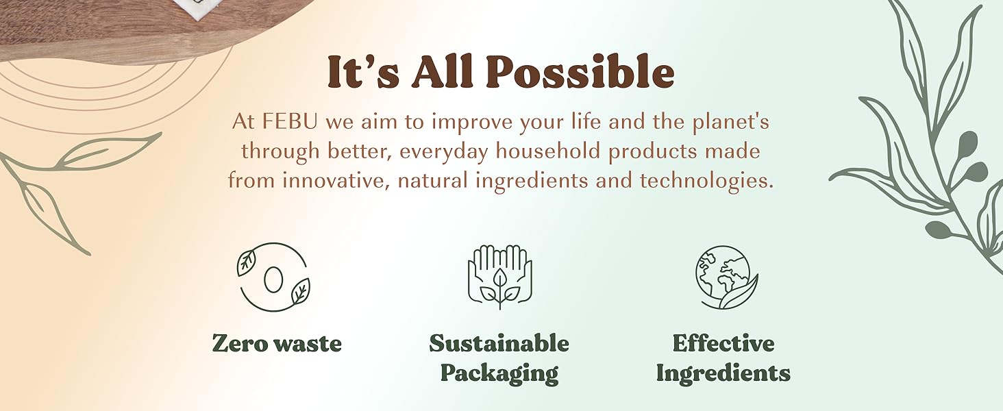 FEBU Swedish Dishcloths for Kitchen & Cleaning 5 Pack Absorbent Washable Reusable Paper Towels Non-Scratch Cotton Cellulose Sponge Cloths No Odor Biodegradable Multipurpose Eco-Friendly