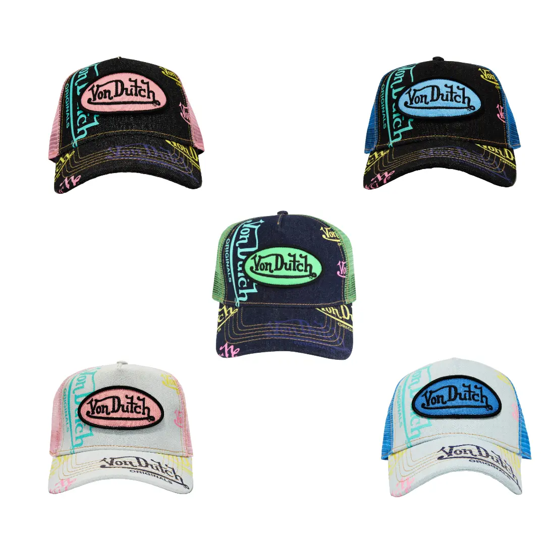 Von Dutch Denim Multi Logo Trucker Hats - All Styles
