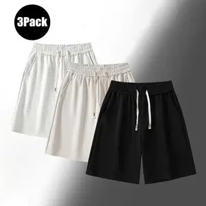 3-Pack Men's Lightweight Work Shorts - Drawstring Waist, Breathable Summer Casual Outdoor Fitness Sports Shorts with Slant Pockets