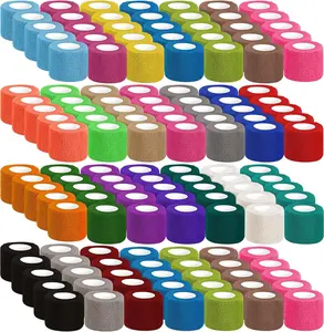 Colorful Self Adhesive Bandage Wrap Bulk 2/3/4 Inch x 5 Yards Cohesive Bandage,Vet Wrap Breathable Elastic Self-Adherent Tape for Stretch Athletic Sports Wrist Ankle Dogs Pet Vet Wrap