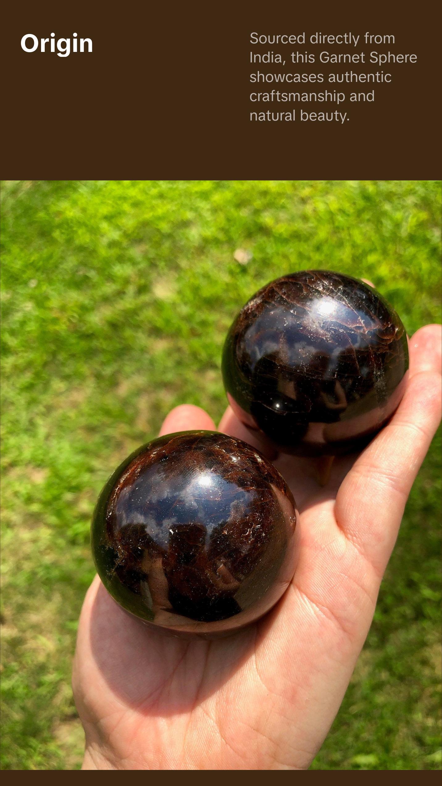 Polished Garnet Sphere Stone - Gemstone Decor