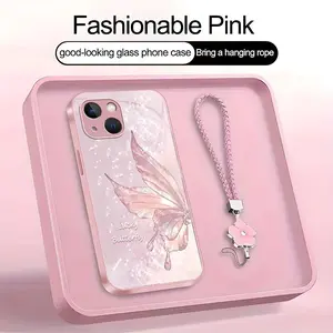 Suitable for [iPhone 15 Plus] high-end women's phone case, featuring a beautiful and elegant butterfly pattern, shockproof and fingerprint-resistant, available in multiple colors YM99