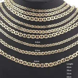 14K Gold Plated Mariner Chain Necklace 18" 24" / 4mm-8mm - Gold Tone Brass Link Chain with Secure Clasp Unisex Jewelry