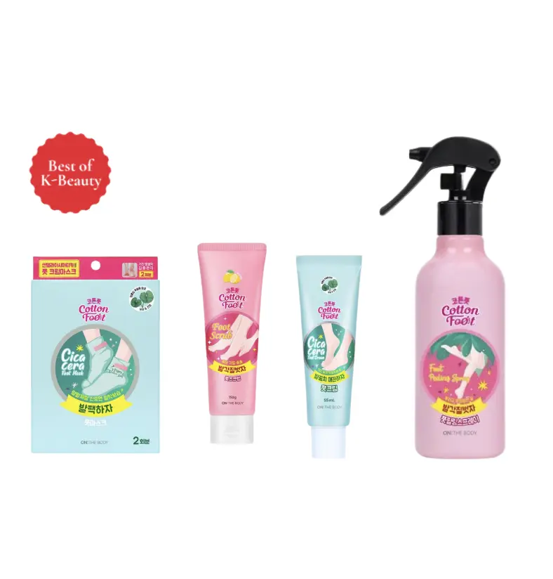 On: The Body Cotton Heel-to-Toe Repair Ritual Set (Foot Scrub + Peeling Spray + Cream + Mask)