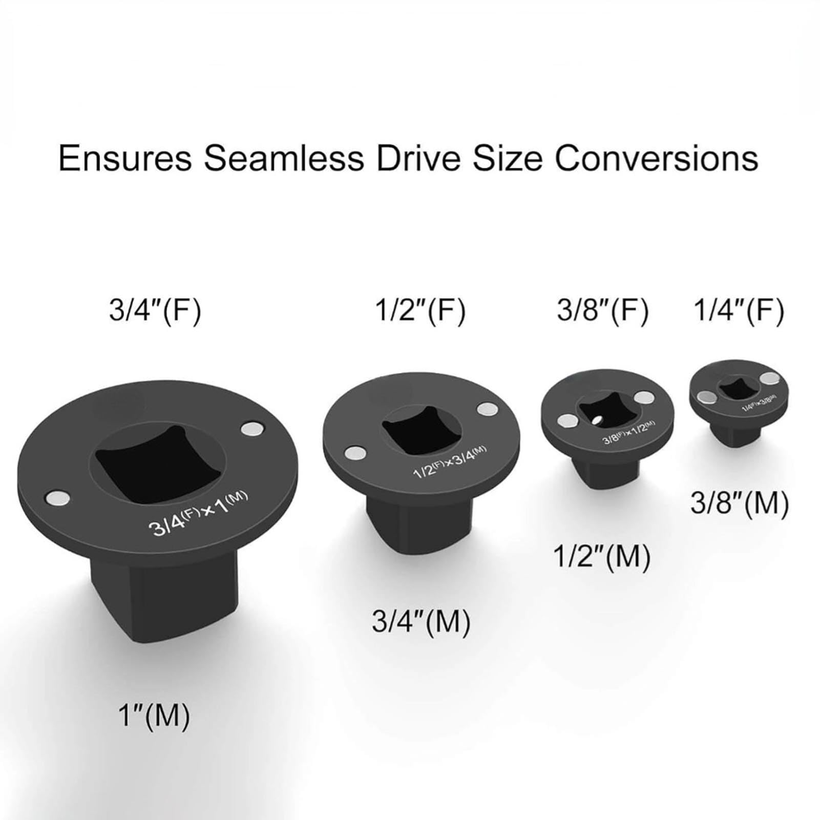 4PC Low Profile Impact Socket Adapter Set, Drive Ratchet Adapter Set, Designed for Tight Spaces