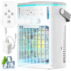 Portable Air Conditioners Fan,Mini Portable AC for Room Camping Car Office,Small Cooler Evaporative Air Conditioner with Remoter,3-in-1 Desktop Personal