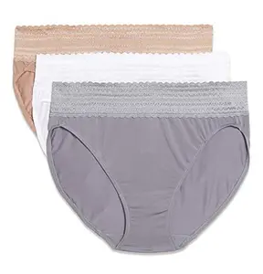 Warner's Women's Blissful Benefits No Muffin Top Micro Hi-cut Panties With Lace Multipack
