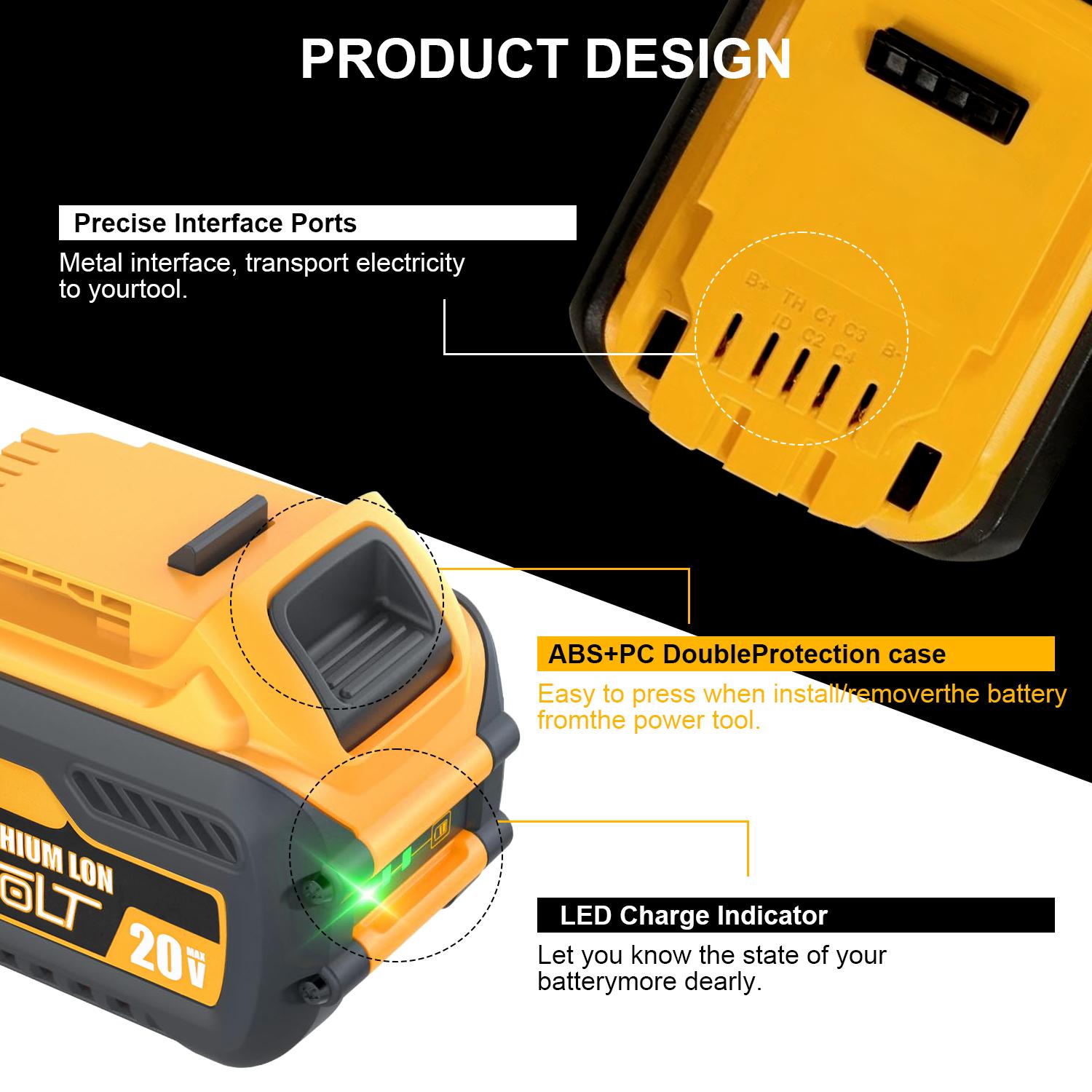 High Capacity 12Ah Replacement for Dewalt 20V 60V Max Battery 1/2/4 Pack, Compatible with DCB606 DCB609 DCB612, Compatible with DeWalt 20V 60V Cordless Power Tools
