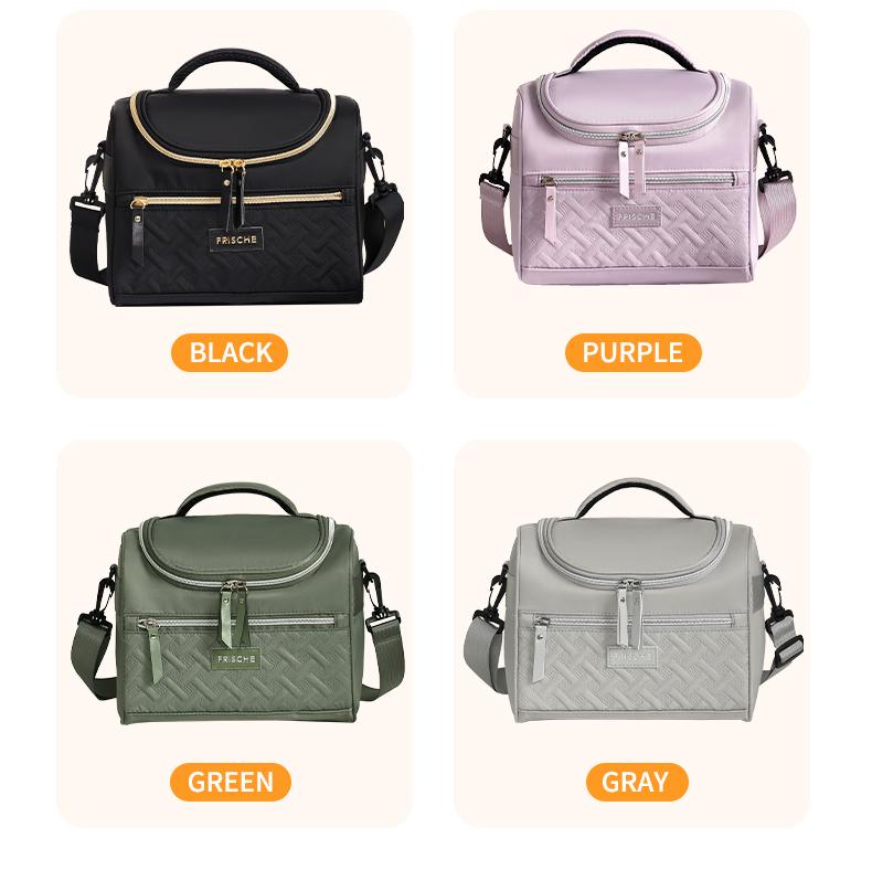 2.11gal Durable Oxford Cloth Lunch Bag, Aluminum Foil Insulated Lunch Bag with Zippered Compartments and Adjustable Shoulder Strap - Simple Everyday Use Bag