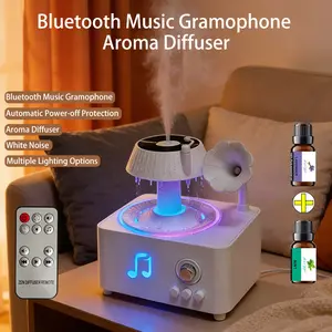 Raindrop Rotating Humidifier, Bluetooth Music Player and Aroma Diffuser, includes two bottles of essential oils, features water shortage protection and multiple lighting options with a remote control. A high-end gift for loved ones.