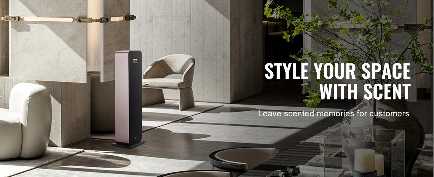 VEVOR Scent Air Machine,  950ml Bluetooth Smart Cold Air Diffuser, 3000sq.ft Waterless Essential Oil Scent Air Diffuser, Floor Standing Aromatherapy Machine for Large Room, Office, No complimentary incense