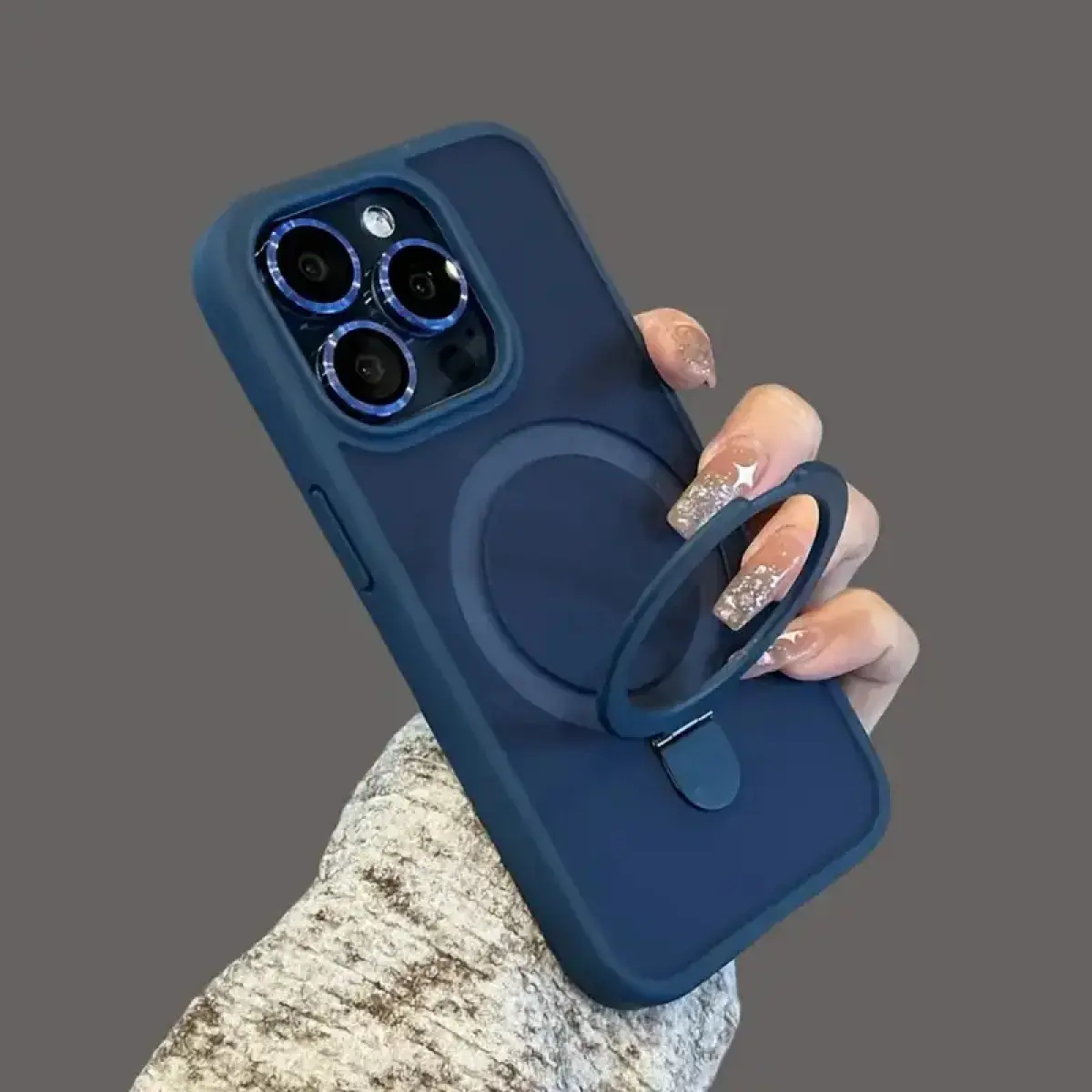 TechGrip iPhone 17/16/15/14/13/12 Pro Max/Pro/Plus/Air MagSafe Compatible Men's Phone Case with Built-in Multi-Angle Stand & Ring Holder Invisible Magnetic Kickstand Portable Smartphone Cover
