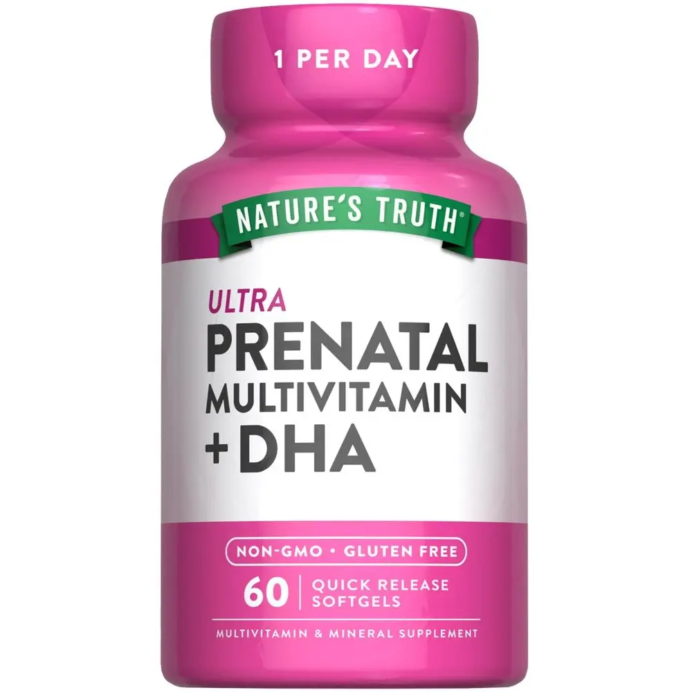 Nature's Truth Prenatal Vitamins & Minerals with DHA, Folic Acid - 60 Softgels - Non-GMO & Gluten Free Supplement