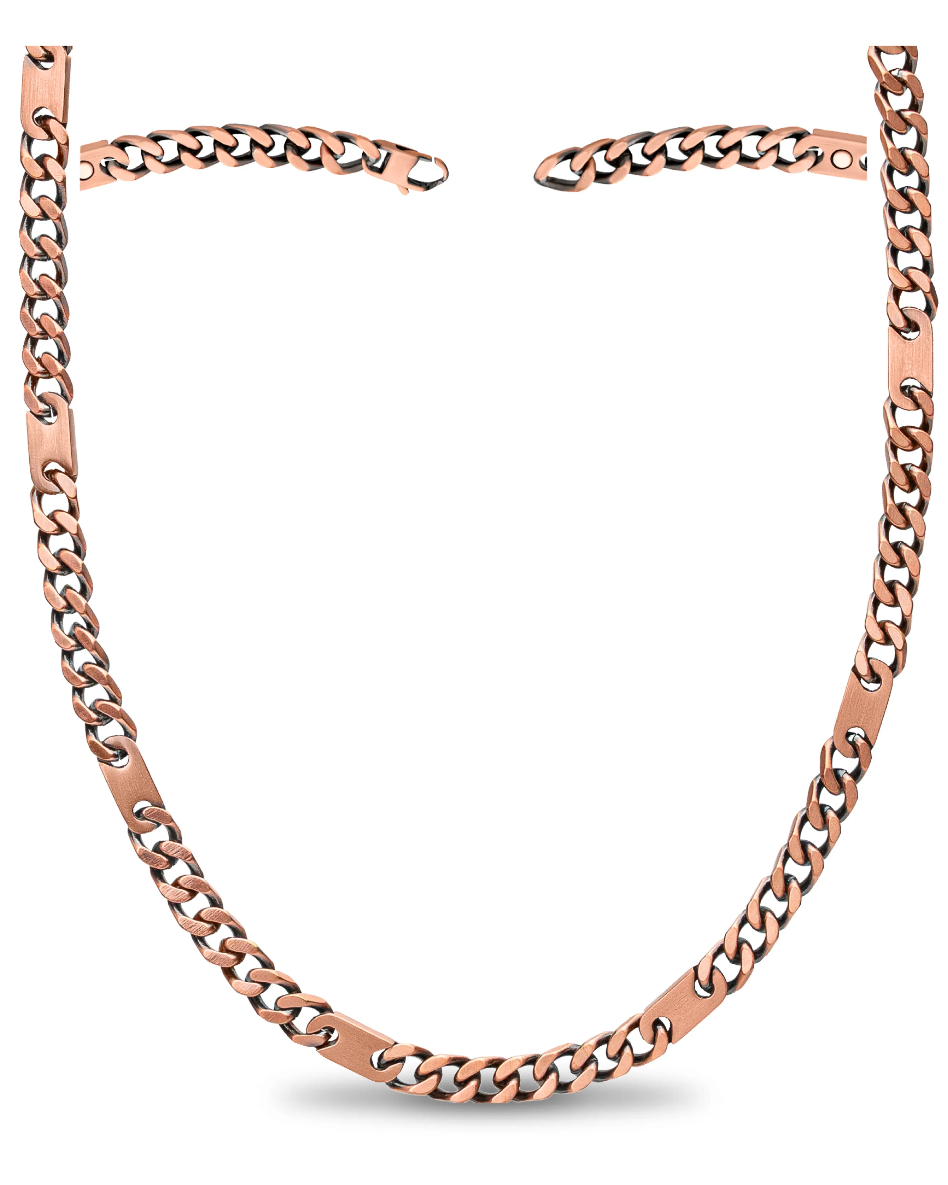 MagnetRX Copper Magnetic Therapy Necklace Curb Chain -  30000 Gauss Strength, Hypoallergenic, Gift Box Included - Jewelry Men