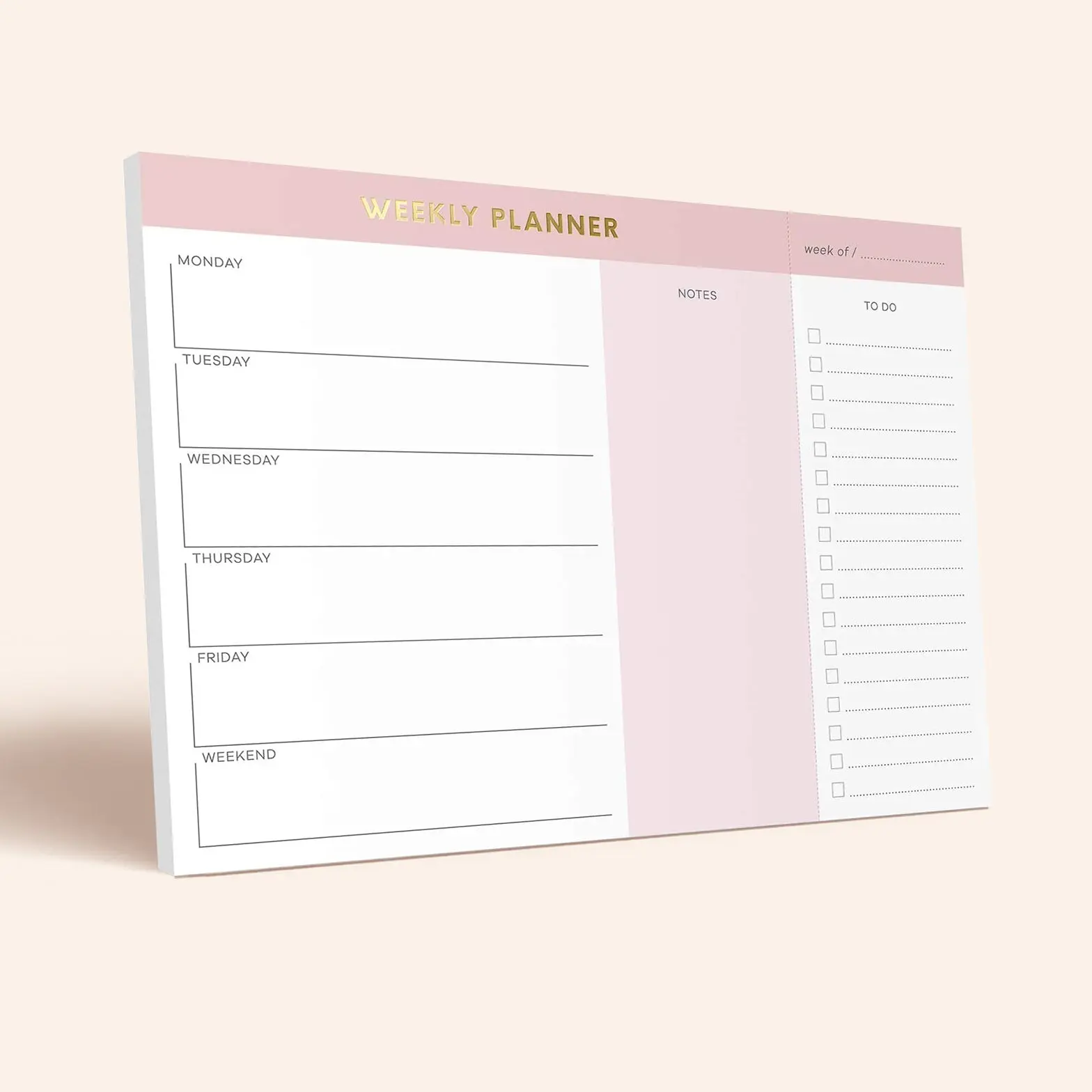 Pink Weekly Planner Notepad Pink Weekly Planner Notepad