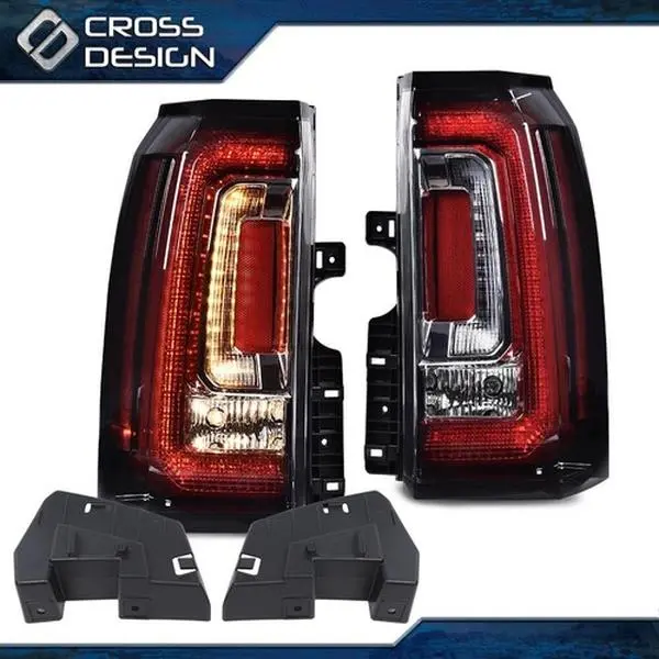 CROSSDESIGN Pair Pack Left & Right Rear LED Tail Light Brake Lamps with Backlights, Led Lights for Truck, Vehicle Specific Fit Car Lighting Accessories, Compatible with 2015-2020 GMC Yukon/XL, Yukon Xl 2015-2020