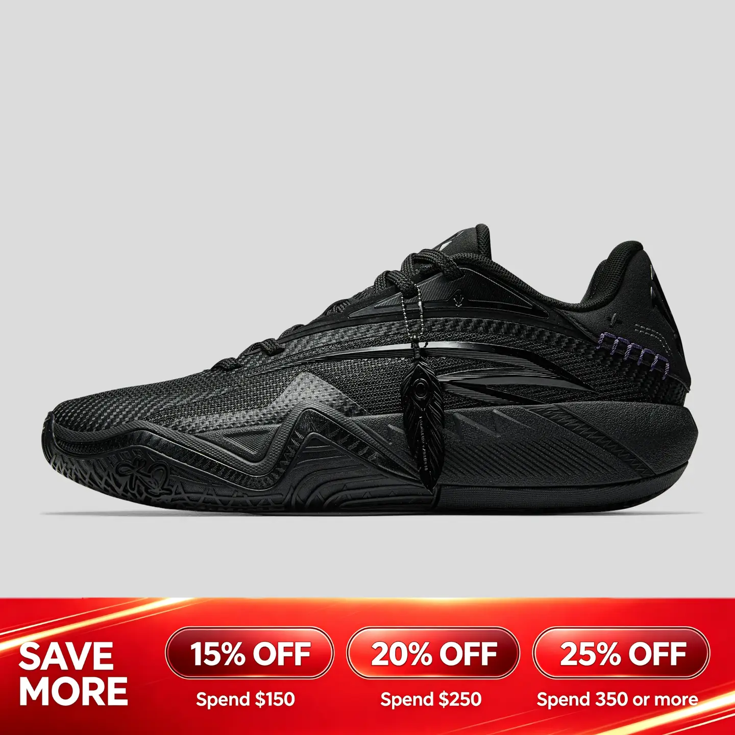 [Back to School] ANTA MEN KAI 3 Triple Black Kyrie Irving Basketball Shoes Rebound Cushioning High Performance BTS