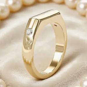 Aossio Tiny Sparkle Gold Pinky Ring, Dainty Stackable Everyday Jewelry