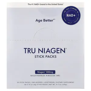 Tru Niagen NAD+, Nicotinamide Riboside, Unflavored, 30 Stick Packs, 0.14 oz (4 g) Each