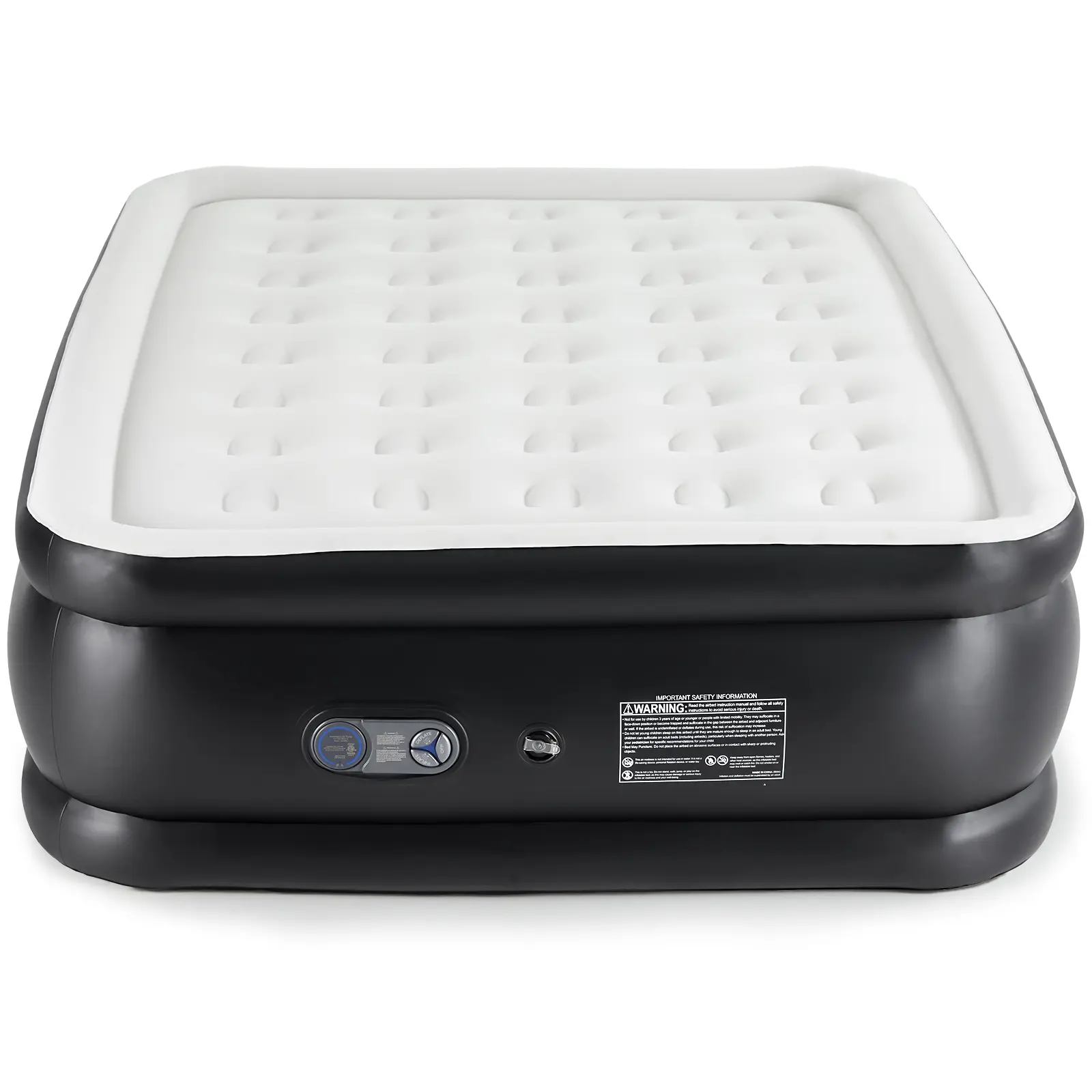 Air Mattress with Built-in Electric Pump, Inflatable Mattress with Coil Beam Support and Soft Flocked Top for Guest Home Camping, Fast Inflation Elevated Airbed with 660 lbs Weight Capacity and Storage Bag