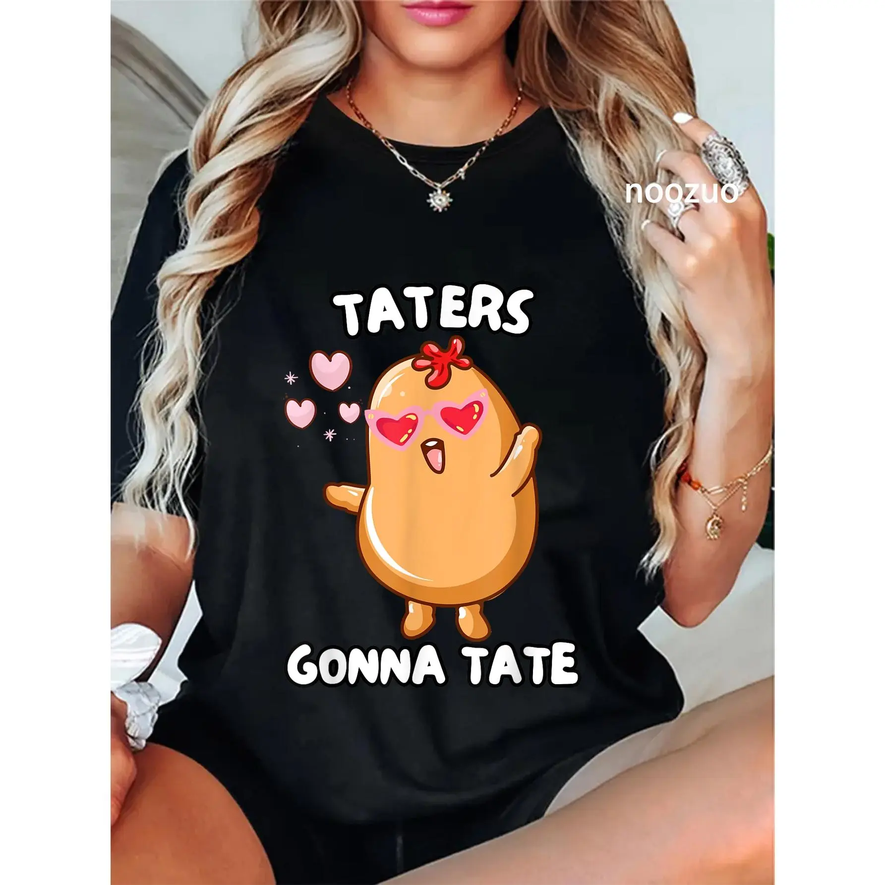 Taters Gonna Tate Graphic T-Shirt, 100% Cotton Crewneck Top for Men & Women, Funny Everyday Streetwear, Tshirt, Vintage, Casual, Playful