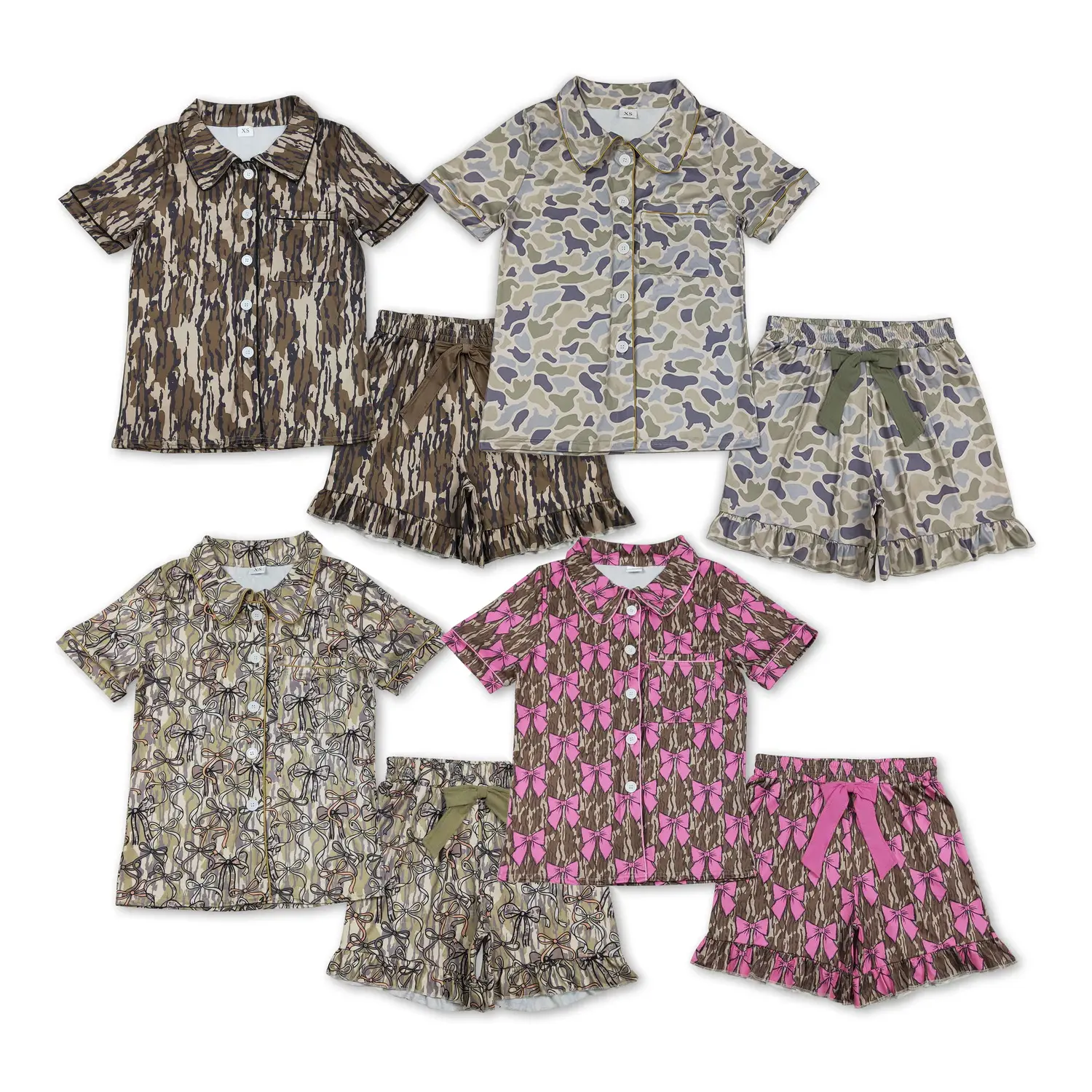 Women‘s Summer Short Sleeve Hunting Camo Pajamas Set | Soft Breathable Sleepwear | Lightweight Casual Lounge Wear |  Camo Print Loungewear