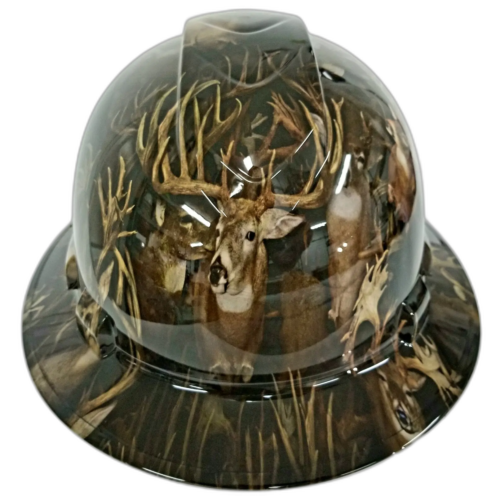 Trophy Whitetail Buck Woodland - Custom Hydro Dipped Full Brim Hard Hat