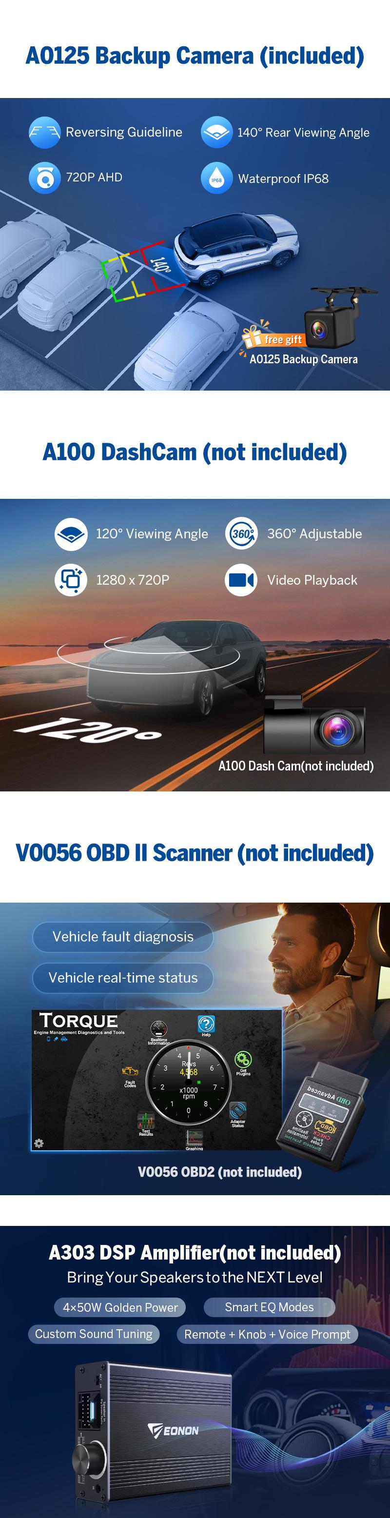 EONON Car Stereo for Jeep Chrysler Dodge Ram 1500 2500 3500, Wrangler, Wireless CarPlay & Android Auto Car Radio Touch screen, 10.1" Android 14 Car head unit, 4GB RAM, 64GB ROM, SWC, Bluetooth, GPS Navigation, Sub - GPX7A