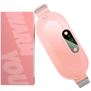 Heating Pads Period Cramp Massager Portable Cordless Heating Pad with 3 Heat Levels and 4 Massage Modes for Back Pain Relief Menstrual Heating Pad (Pink)