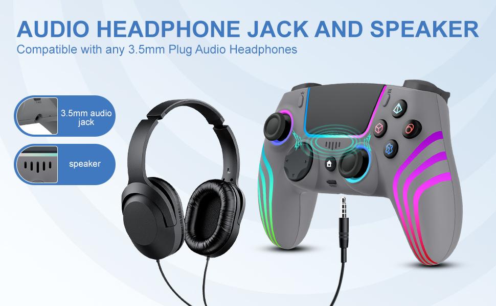 JORREP Anti-Drift Hall Effect PS5/Pro controller ，7 RGB Colors Dual Vibration Turbo 6-Axis Gyro Programmable Buttons 3.5mm Headset Jack 1500mAh Battery Wired Adjustable Gamepad Compatible with PC MAC iOS Android 10 Steam Deck