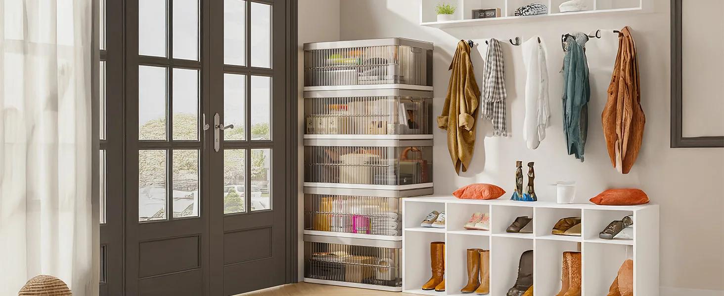 【Clearance】RaybeeFurniture 1/2/3/4/5/6 Pack Transparent Plastic Storage Bins with A Lid, Stackable Storage Containers for Clothes, Makeup, Folding Storage Boxes for Bathroom, Closet Organizers&Storage Bins for Bedroom, Living Room, Office, Dorm, Kitchen 【Clearance】RaybeeFurniture 1/2/3/4/5/6 Pack Transparent Plastic Storage Bins with A Lid, Stackable Storage Containers for Clothes, Makeup, Folding Storage Boxes for Bathroom, Closet Organizers&Storage Bins for Bedroom, Living Room, Office, Dorm, Kitchen