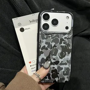 Compatible with iPhone 16, 15, 14, and 13 Pro Max Plus cases. Retro camouflage pattern design. Stylish iPhone 16 Plus camouflage shockproof protective case. Unisex.