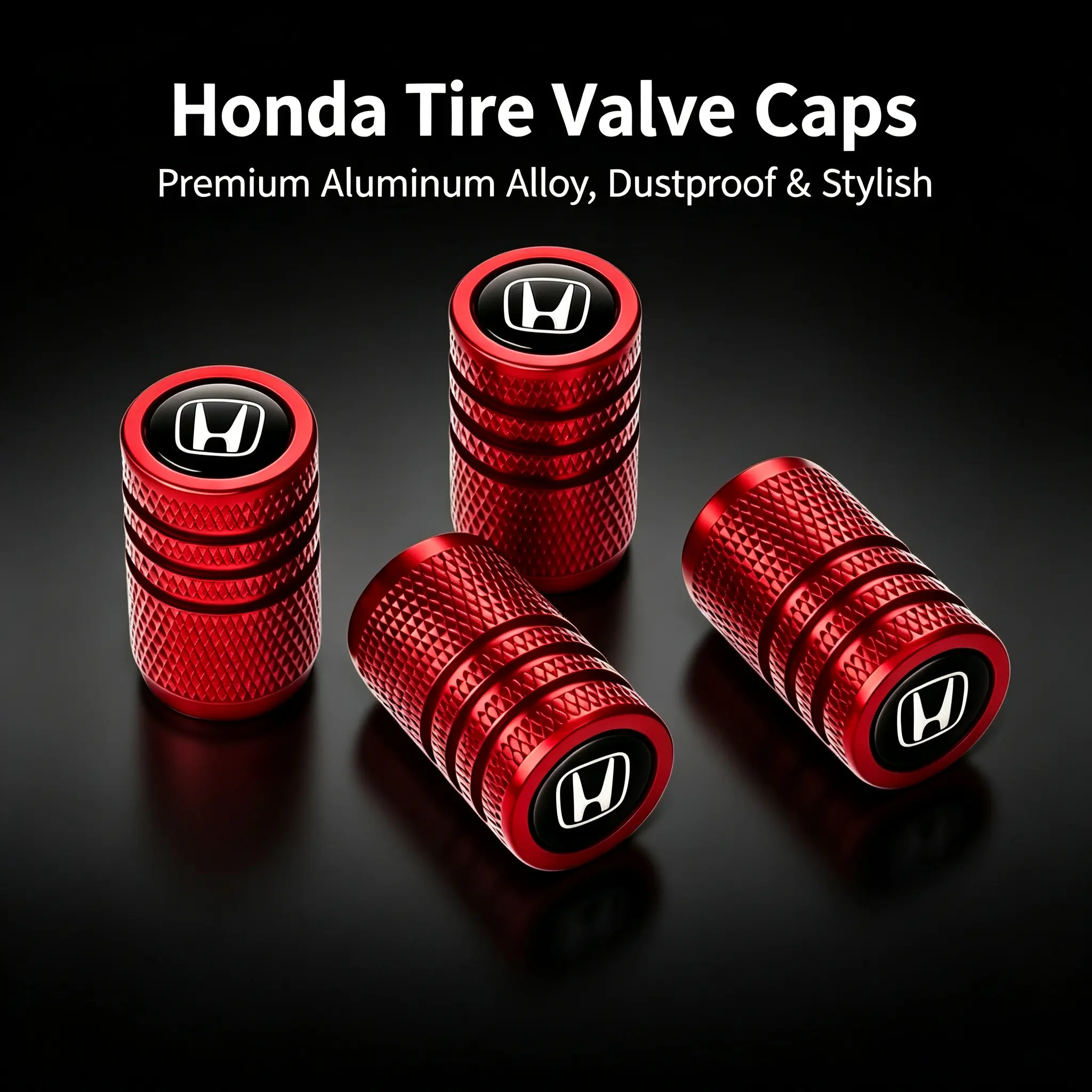 MONKEY KING Premium Custom Logo Aluminum Tire Valve Caps for Honda Civic, CR-V, Accord & Most Cars - High-Strength Metal, Dustproof Valve Protection, Quick Install, Sporty Style Upgrade
